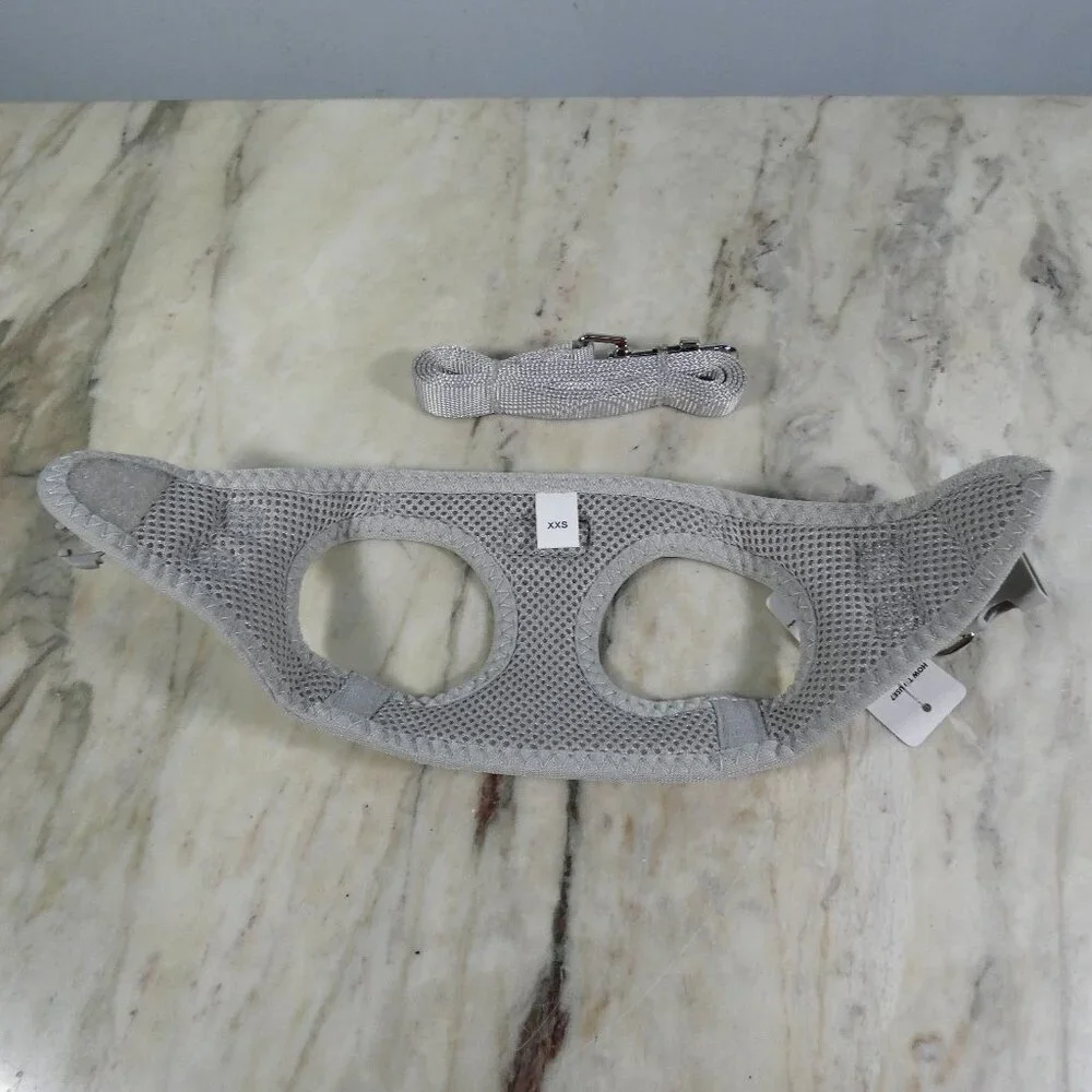 TwoEar Cat Harness and Leash Escape Proof Soft Small Puppy or Toy dog XXS, Grey